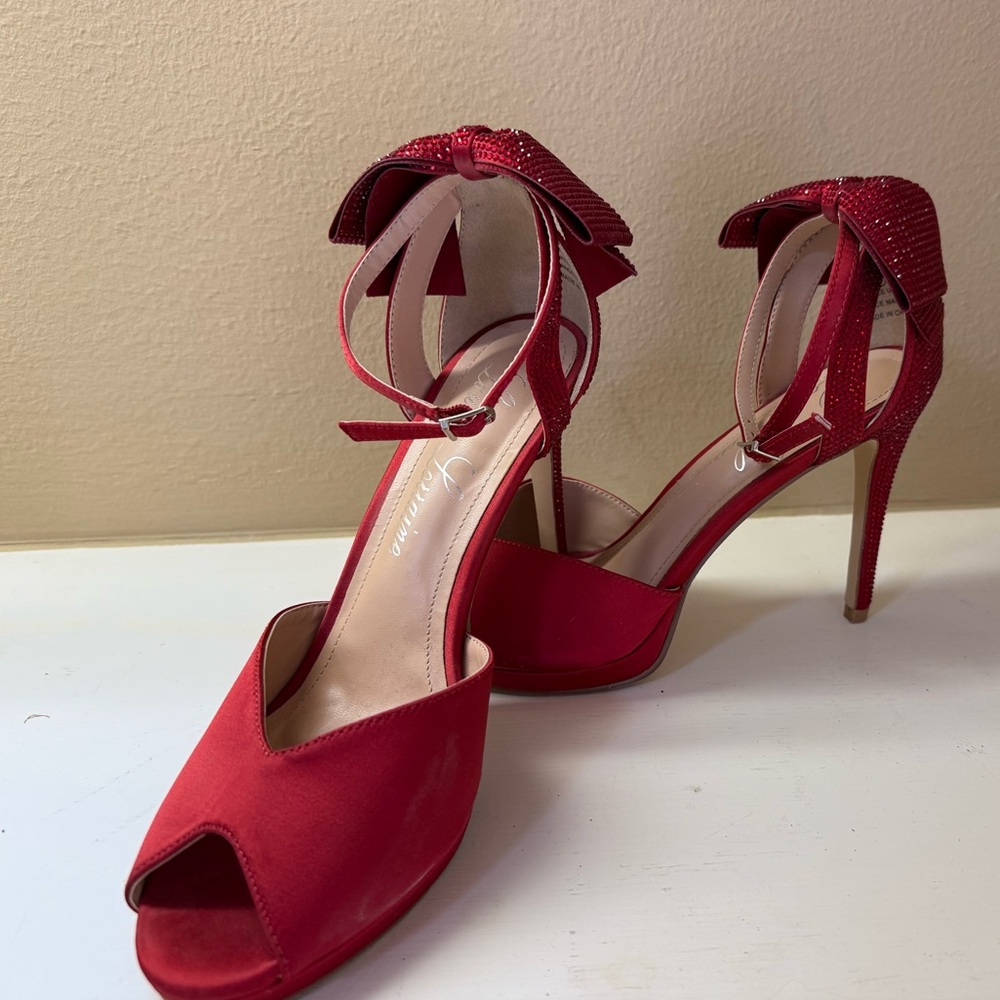 Elegant Red Peep-Toe Heels